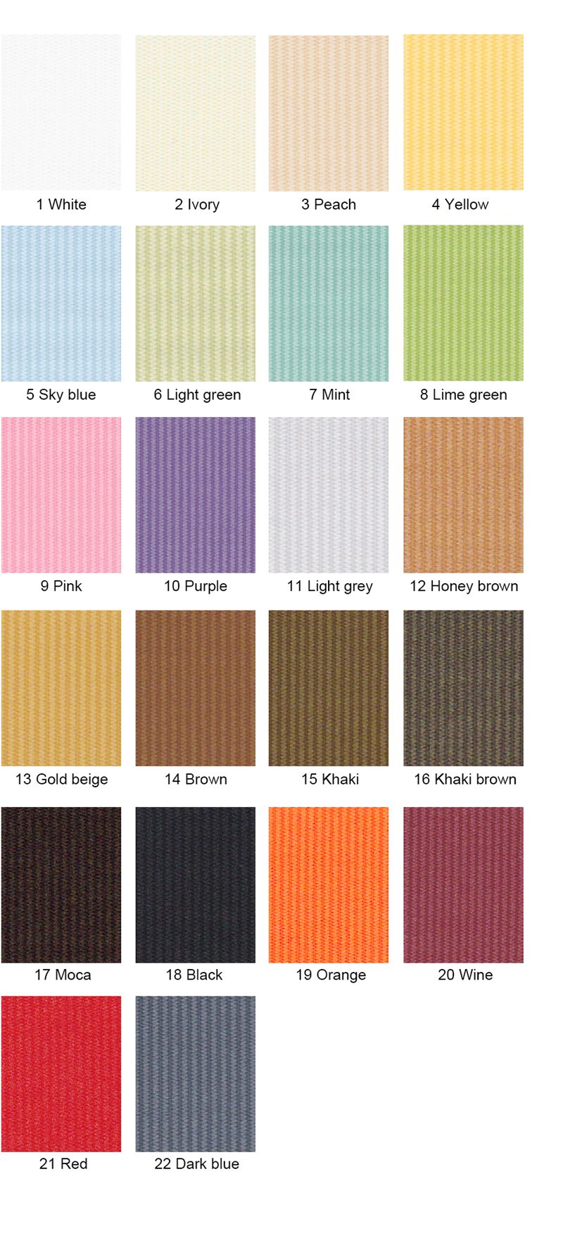 Basic fabric colours